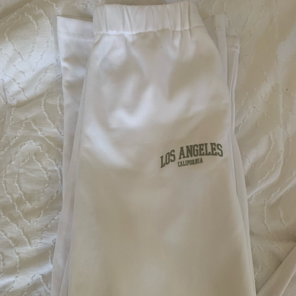 LA white flare sweats